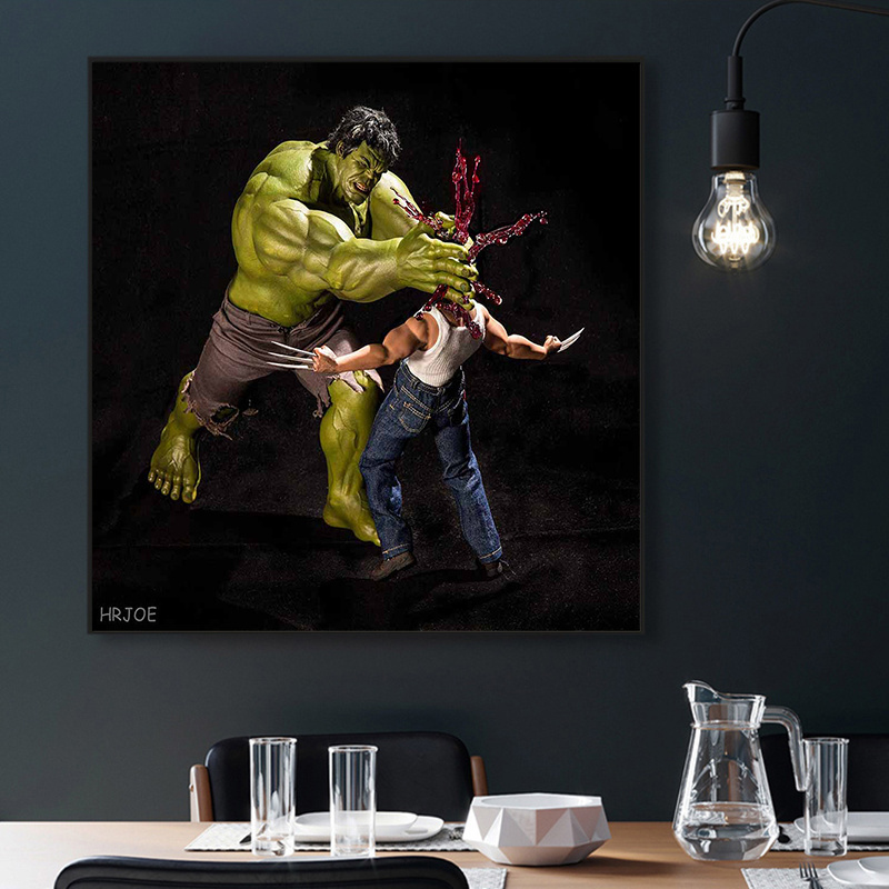 Funny Hulk In Toilet Wall Posters and Prints Modern Movie Art Paintings Superhero Wall Pictures for Kids Room Decor