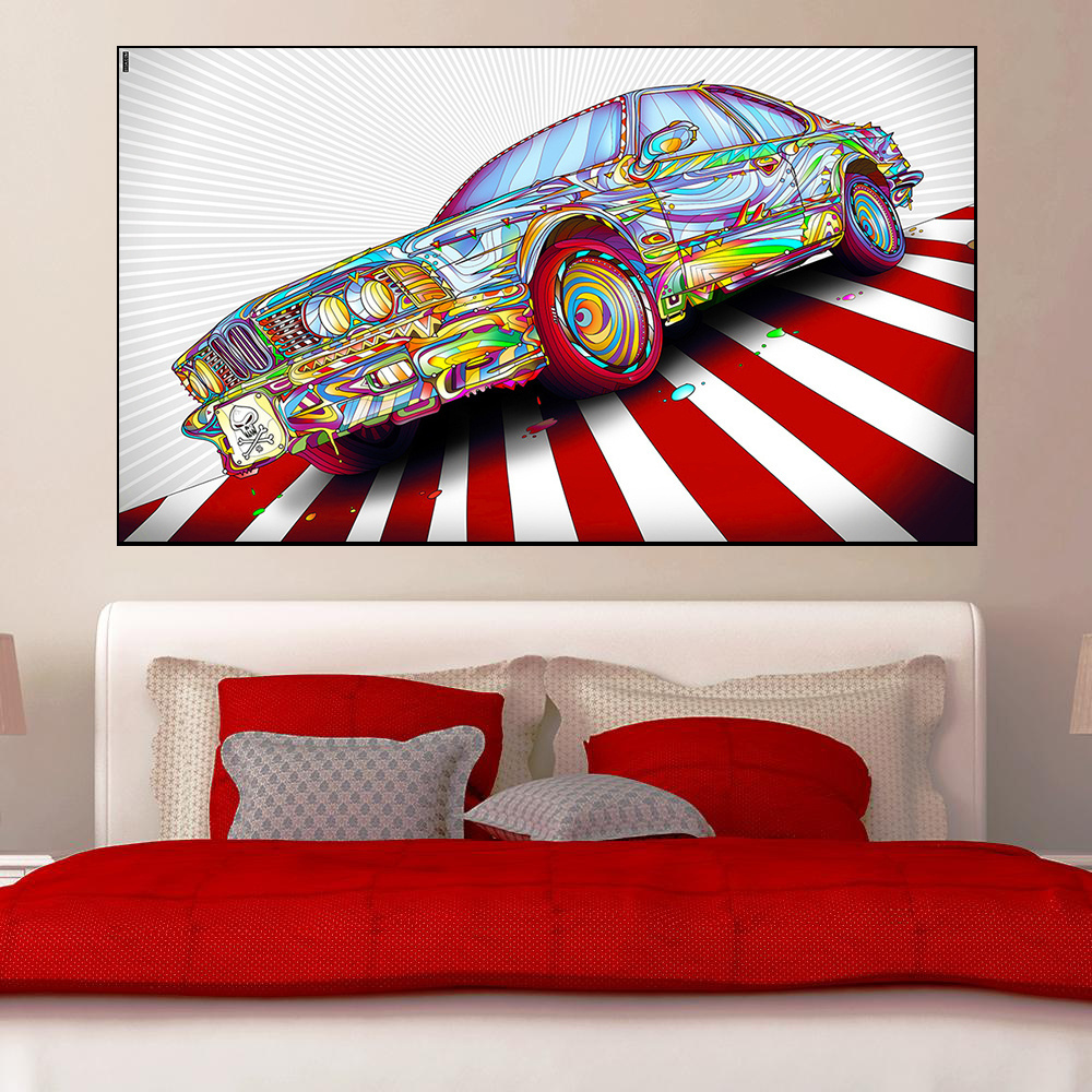 Luxury Modern Car Blue And Red Artwork Wall Pictures And Posters For Home Decor Cuadros Living room Decoration Canvas Painting