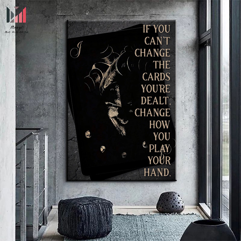 Modern Motivation Quotes Wall Art Inspiring Playing Cards print Canvas Painting For Home Office Room Decor As Gift for Friend