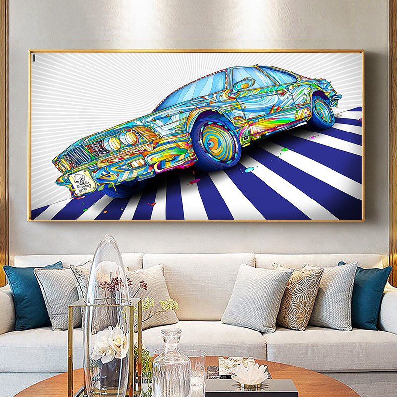 Luxury Modern Car Blue And Red Artwork Wall Pictures And Posters For Home Decor Cuadros Living room Decoration Canvas Painting