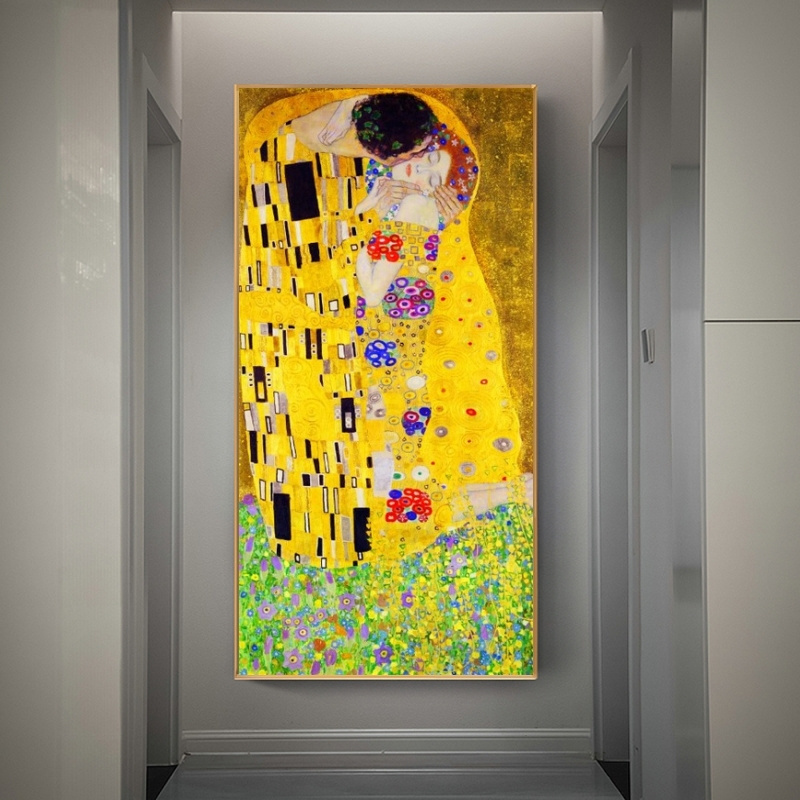 Famous Artist Gustav Klimt kiss Abstract Oil Painting on Canvas Print Poster Art Wall Pictures For Living Room Cuadros Decor