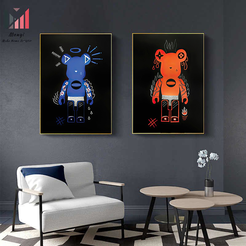 Pop Cartoon Bear wall Art Pictures and Prints Angry Bear Canvas Posters For Home Living Room Decor As Gift for kids