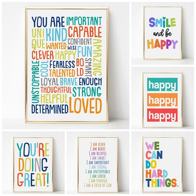 Positive Kid Classroom Wall Picture Inspirational Poster Education Playroom Motivational Art Canvas Painting Child Bedroom Decor