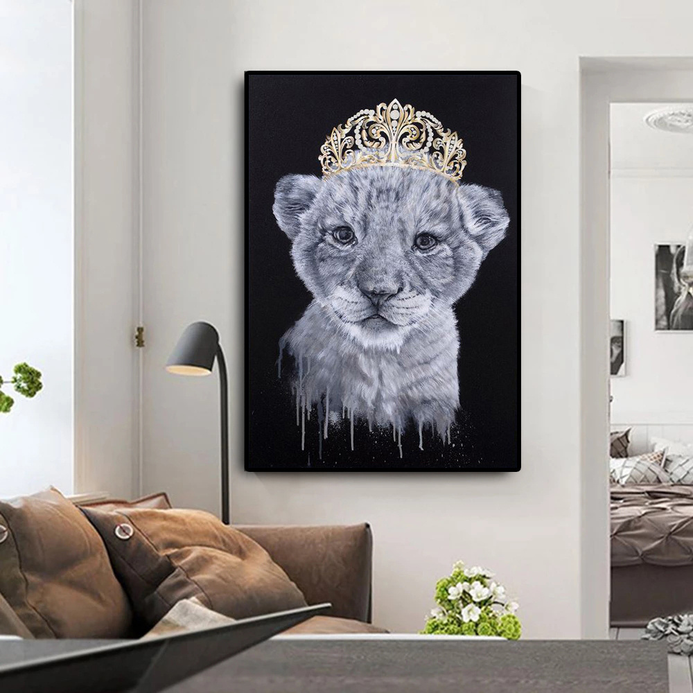 Cute Baby Lion Queen and King Animal Posters Wall Art Pictures and Prints on Canvas painting For Home Child's Room Decor