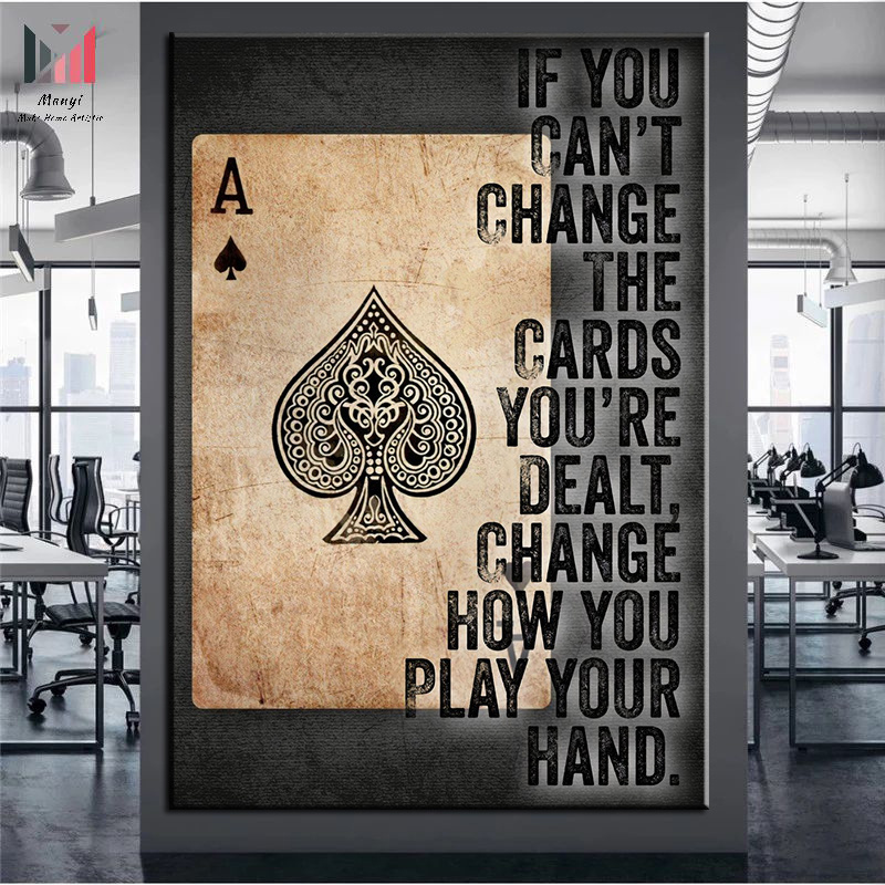 Modern Motivation Quotes Wall Art Inspiring Playing Cards print Canvas Painting For Home Office Room Decor As Gift for Friend