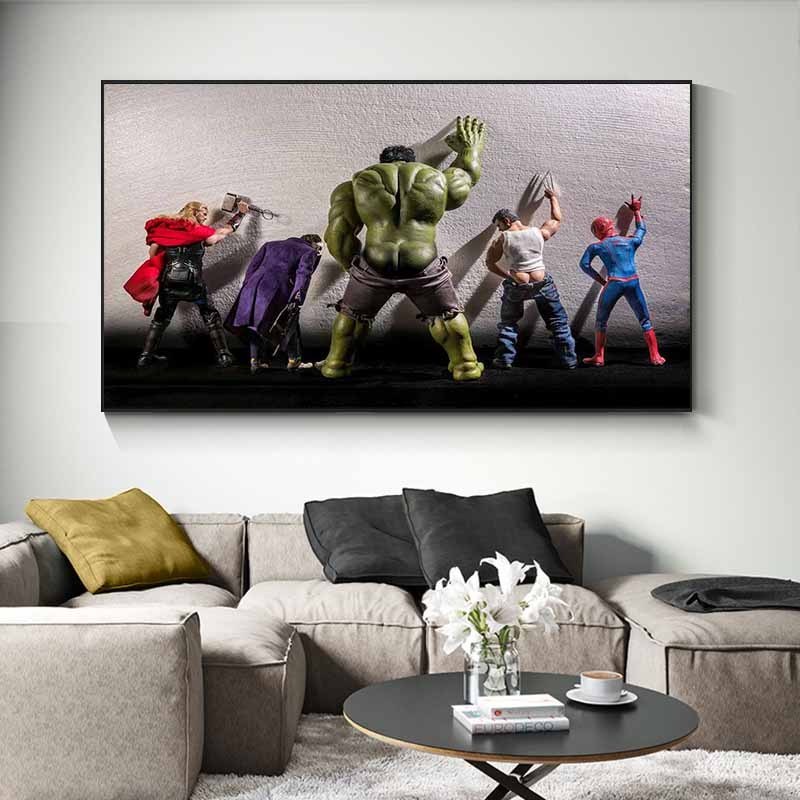 Funny Hulk In Toilet Wall Posters and Prints Modern Movie Art Paintings Superhero Wall Pictures for Kids Room Decor