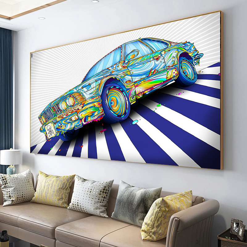 Luxury Modern Car Blue And Red Artwork Wall Pictures And Posters For Home Decor Cuadros Living room Decoration Canvas Painting