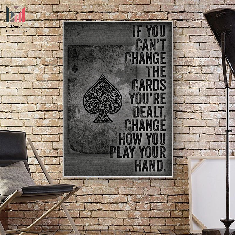 Modern Motivation Quotes Wall Art Inspiring Playing Cards print Canvas Painting For Home Office Room Decor As Gift for Friend