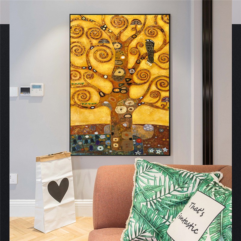 Famous Painting Gustav Klimt Tree Of Life Wall Art Pictures  Oil painting For Home Decor Cuadros Living Room Decoration Canvas