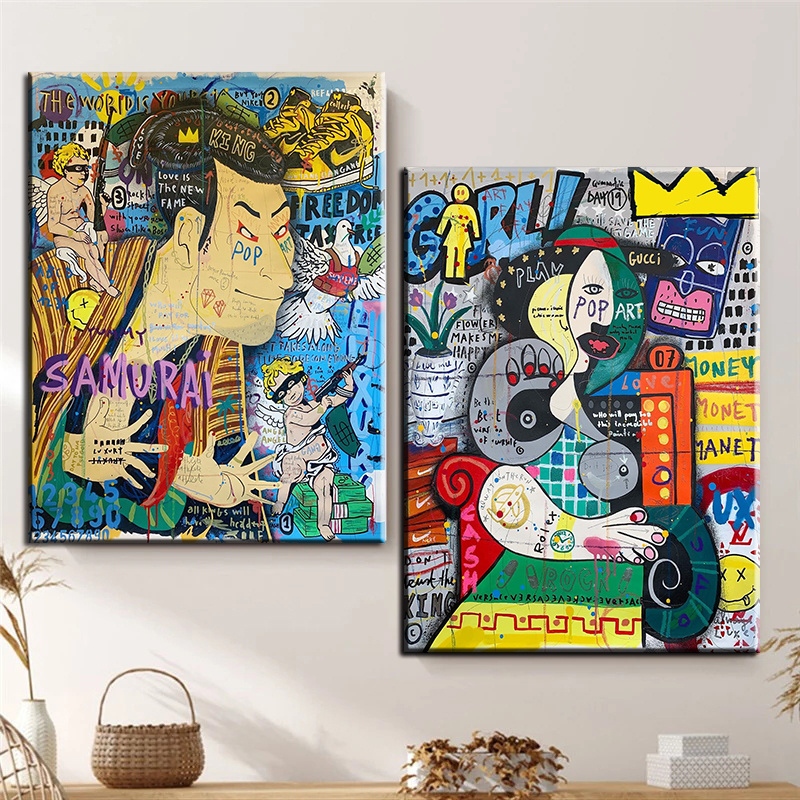 Klimt Graffiti Pop wall Street Art Samura Pictures and posters print on Canvas Oil painting For home Living Room Decor as gift