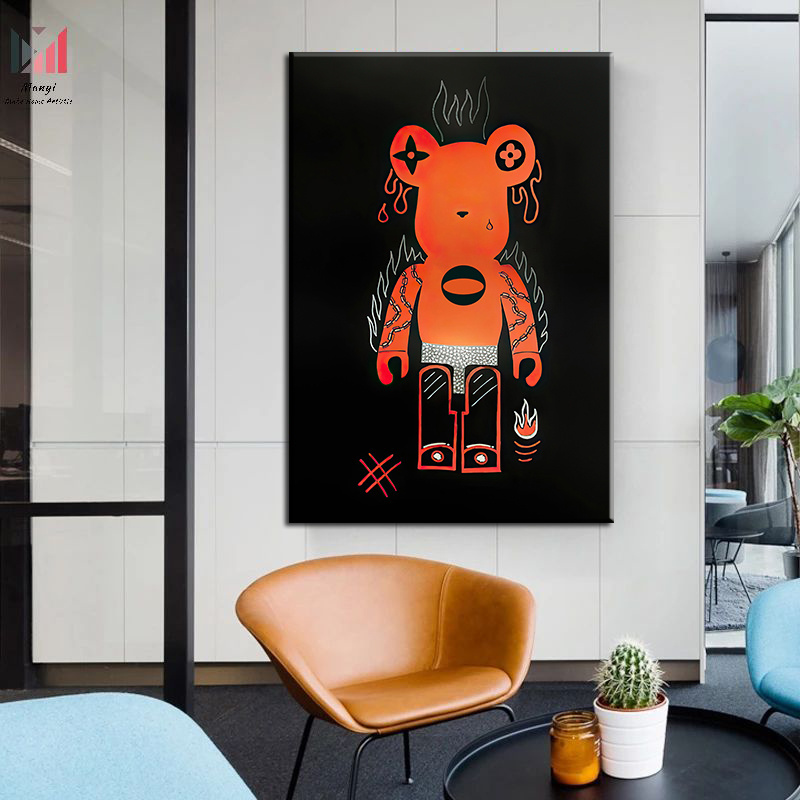 Pop Cartoon Bear wall Art Pictures and Prints Angry Bear Canvas Posters For Home Living Room Decor As Gift for kids