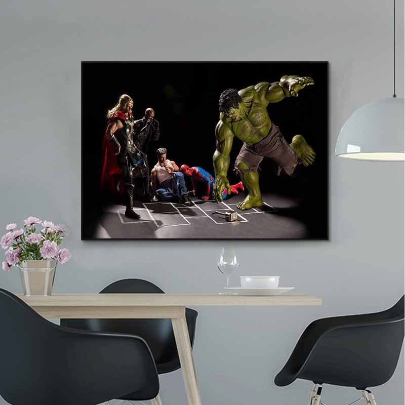 Funny Hulk In Toilet Wall Posters and Prints Modern Movie Art Paintings Superhero Wall Pictures for Kids Room Decor