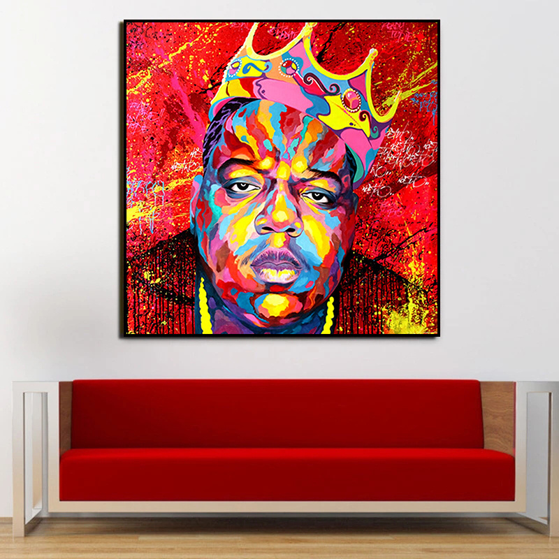 Rapper Smalls Graffiti Portrait Hip Hop Crown Poster Wall Pictures Print Cuadros Canvas Painting Living Room Home Decor