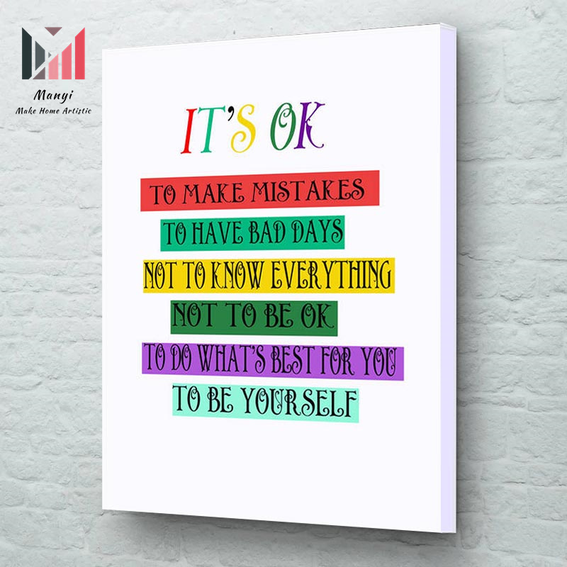 Motivational Quotes TO BE YOURSELF Modern Office Wall Decor Canvas Painting Poster and Print Wall Art Pictures for Home Decor