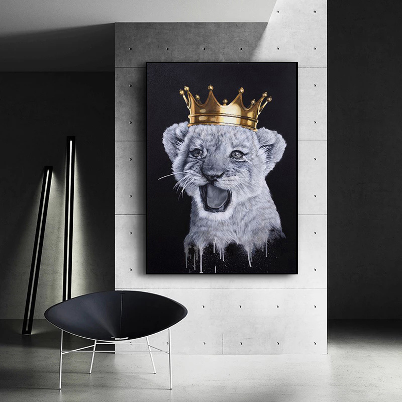 Cute Baby Lion Queen and King Animal Posters Wall Art Pictures and Prints on Canvas painting For Home Child's Room Decor