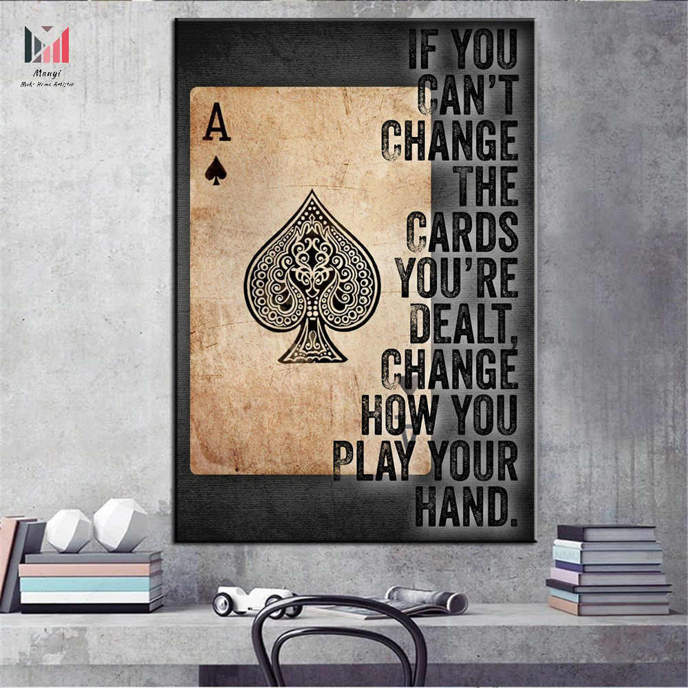 Modern Motivation Quotes Wall Art Inspiring Playing Cards print Canvas Painting For Home Office Room Decor As Gift for Friend