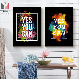 Modern Inspiring Quotes YES YOU CAN Wall Art Pictures and Never Stop To HUSTLE Motivational quotes For Home Office Room Decor