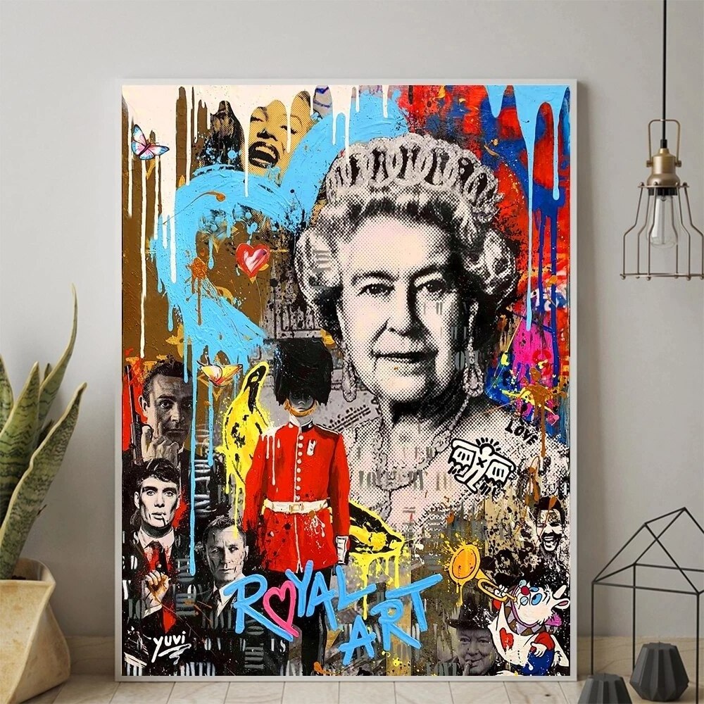 Graffiti Pop Art Queen of England Canvas Painting Colorful Cuadros Posters and Prints Wall Art Pictures Living Room Hom Decor