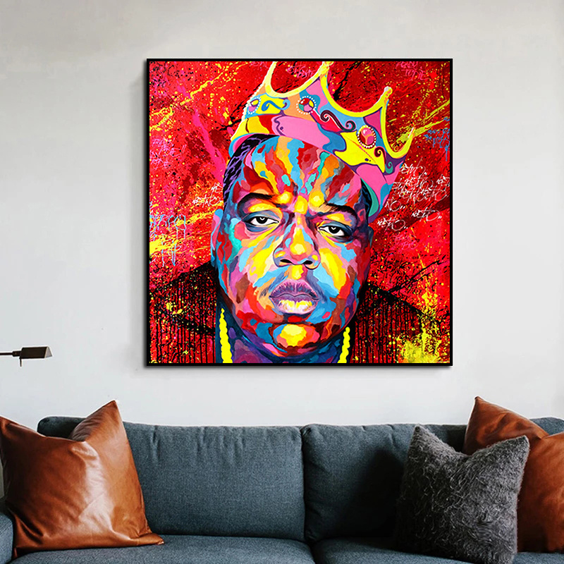 Rapper Smalls Graffiti Portrait Hip Hop Crown Poster Wall Pictures Print Cuadros Canvas Painting Living Room Home Decor