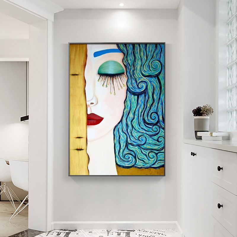 Classic Artist Gustav Klimt Kiss Tear Abstract Oil Paintings on Canvas Posters and Prints Cuadros Wall Pictures For Living Room