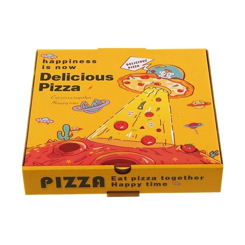 High quality cheap custom logo portable reusable corrugated 12''x12'' 20 inch square yellow box frozen pizza boxes