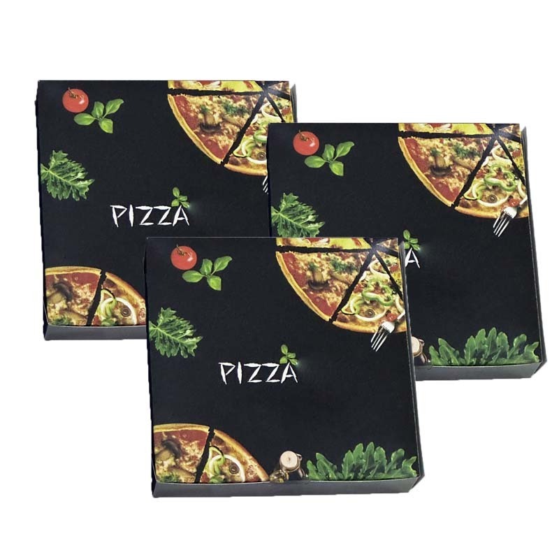 Paper cardboard food grade pictures custom printed window aseptic buy black square pizza boxes with custom logo