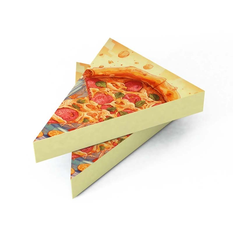 Best Price Disposable clamshell pizza slice box style packaging one slice triangular yellow pizza box with logo