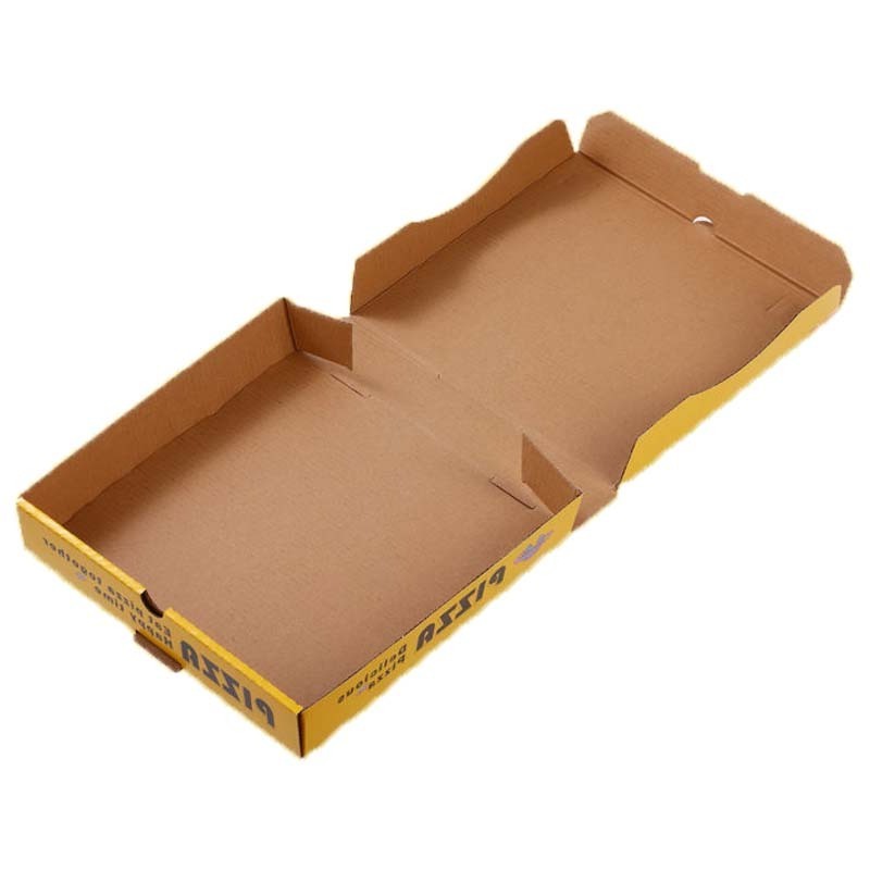 Wholesale high quality cheap custom logo different boxes delicious 10 12 14 inch square pizza box with yellow