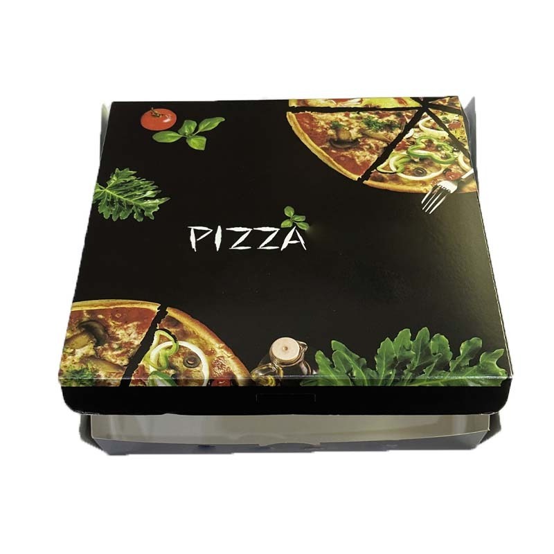 Paper cardboard food grade pictures custom printed window aseptic buy black square pizza boxes with custom logo