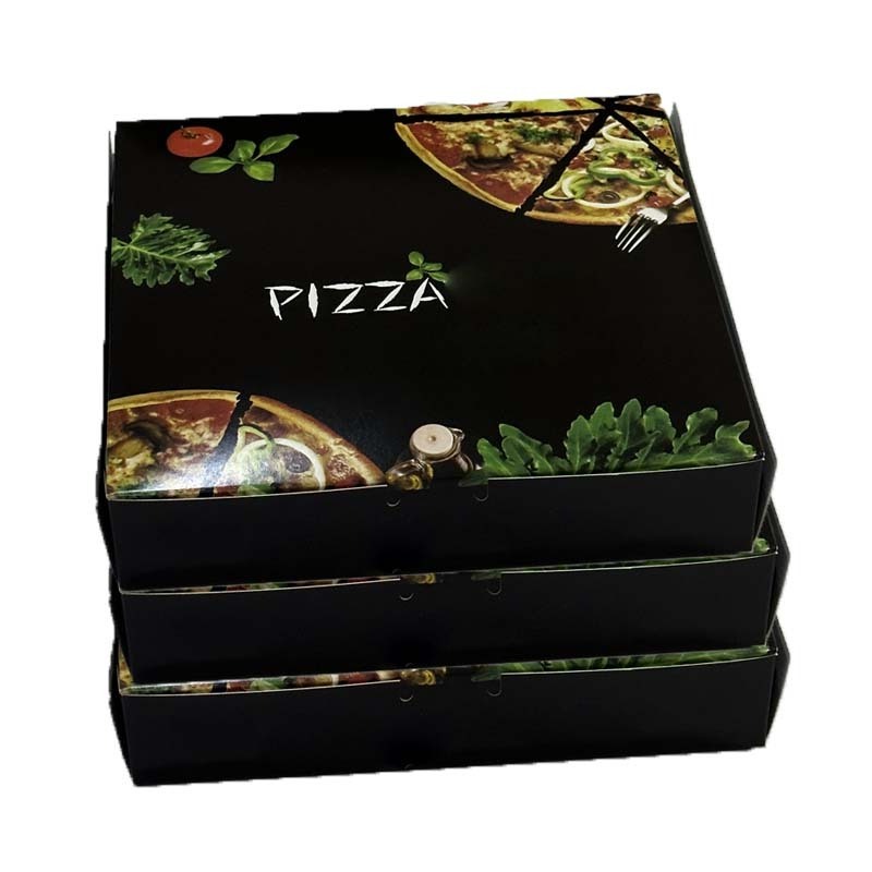 Paper cardboard food grade pictures custom printed window aseptic buy black square pizza boxes with custom logo