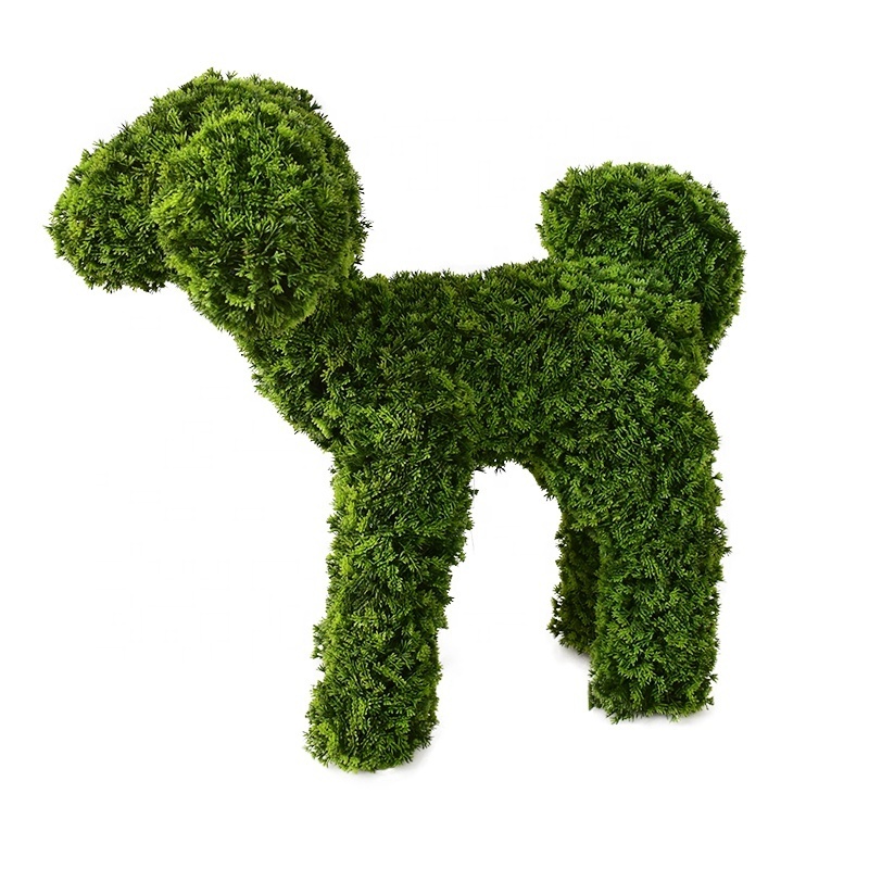 High quality OEM Artificial Dog Rabbit Animal Plants Customized Artificial Pine Grass For Garden Ornaments