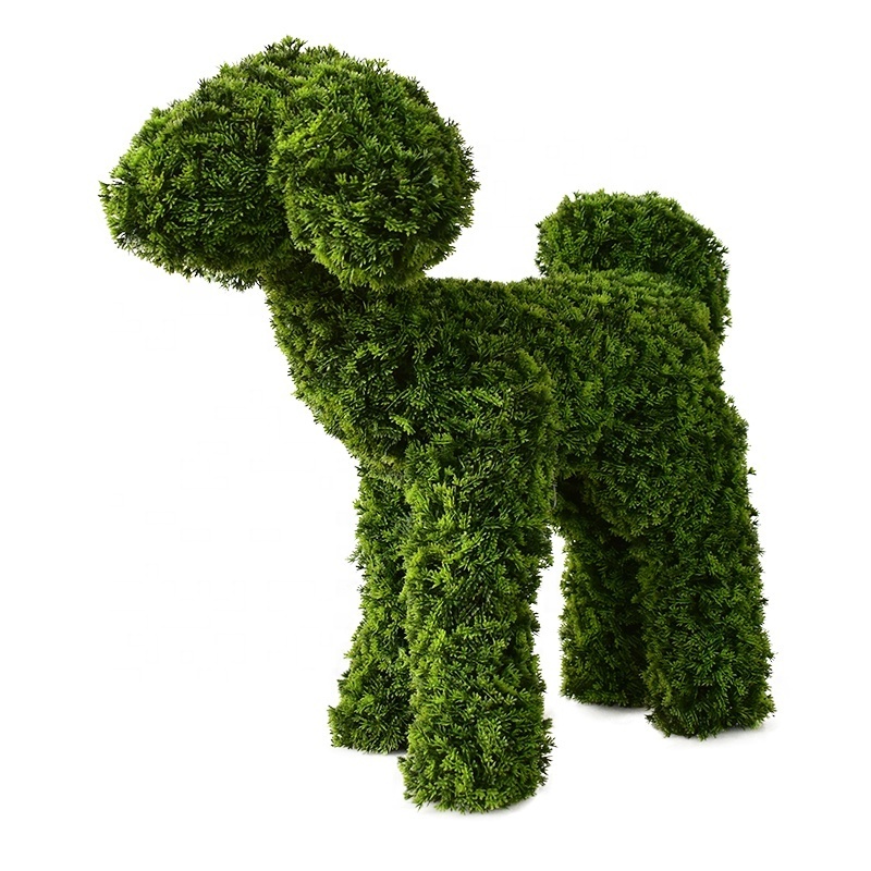 High quality OEM Artificial Dog Rabbit Animal Plants Customized Artificial Pine Grass For Garden Ornaments