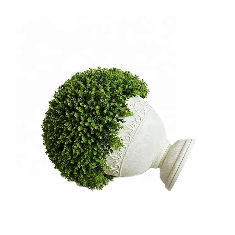 New design wholesale Artificial plants faux boxwood balls tree potted modern outdoor topiary trees for front porch