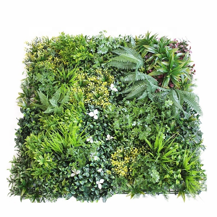 1*1m 3D UV Resistant Outdoor Indoor Decoration Green Panel Fake Artificial Plant Grass Wall For Wall