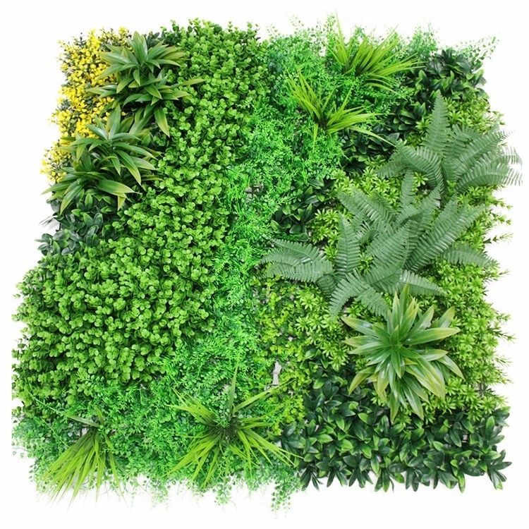 1*1m 3D UV Resistant Outdoor Indoor Decoration Green Panel Fake Artificial Plant Grass Wall For Wall