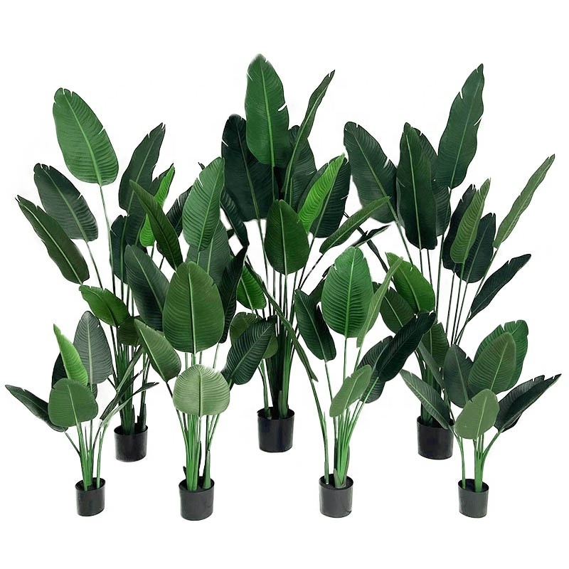 Indoor Custom Greenery Decor Tropical Faux Traveller Banana Leaves Bonsai Fake Artificial Plant Tree