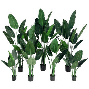 Indoor Custom Greenery Decor Tropical Faux Traveller Banana Leaves Bonsai Fake Artificial Plant Tree