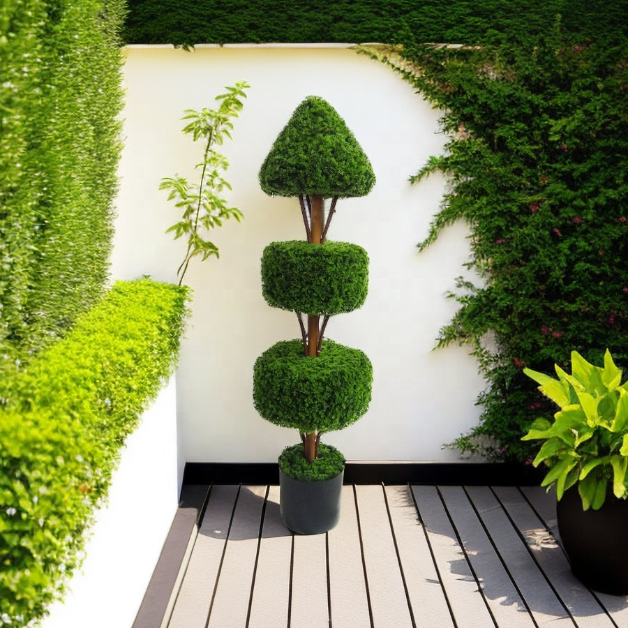 2ft 3ft 4ft Fake Topiary Various Shapes Synthetic Grass Ball Boxwood Branch Artificial Bonsai Tree with pots