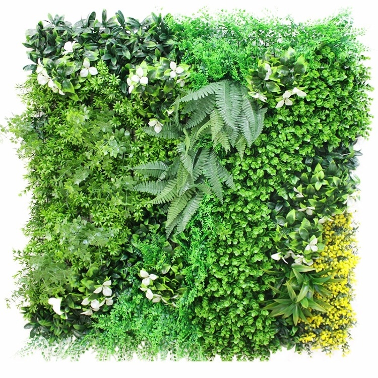 1*1m 3D UV Resistant Outdoor Indoor Decoration Green Panel Fake Artificial Plant Grass Wall For Wall