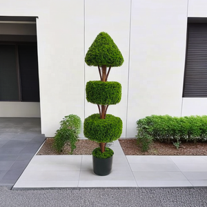 2ft 3ft 4ft Fake Topiary Various Shapes Synthetic Grass Ball Boxwood Branch Artificial Bonsai Tree with pots