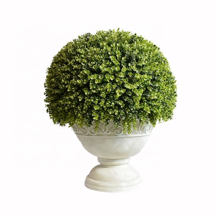 New design wholesale Artificial plants faux boxwood balls tree potted modern outdoor topiary trees for front porch