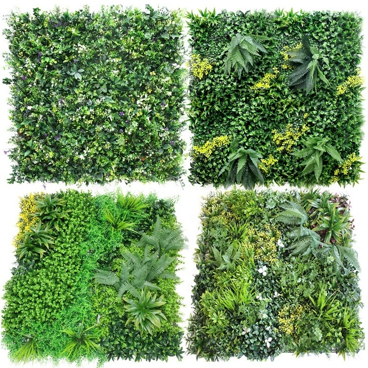 1*1m 3D UV Resistant Outdoor Indoor Decoration Green Panel Fake Artificial Plant Grass Wall For Wall