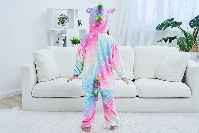 New Plush Unisex Children Unicorn Pyjamas Halloween Kids Onesie Costume