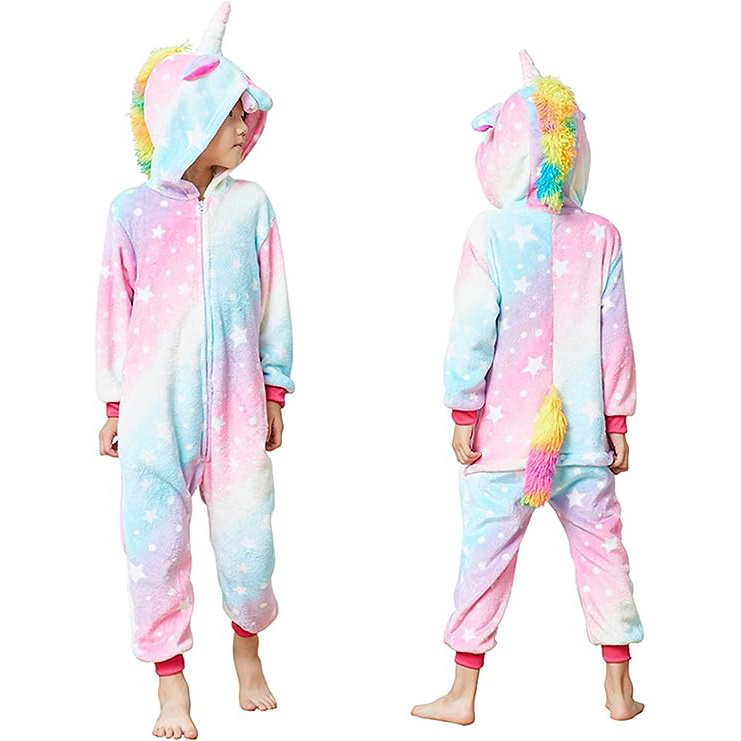 New Plush Unisex Children Unicorn Pyjamas Halloween Kids Onesie Costume