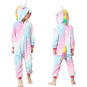 New Plush Unisex Children Unicorn Pyjamas Halloween Kids Onesie Costume