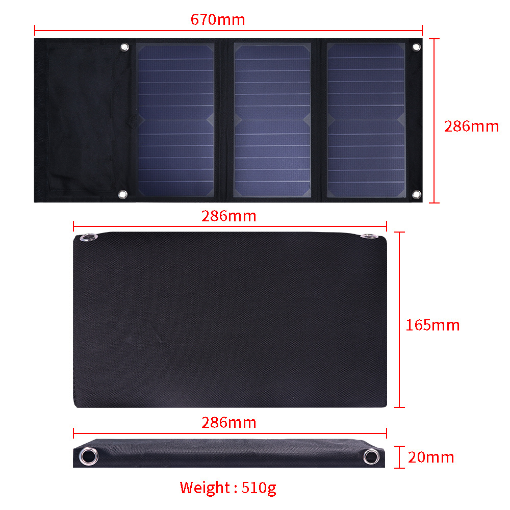 2022 Newest Solar Power Bank 20000mAh Dual USB Travel Portable Solar Mobile Phone Charger With 21W foldable solar panels