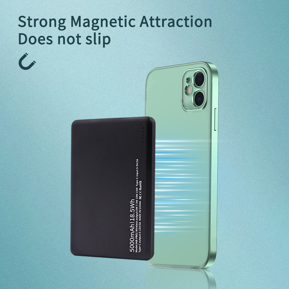 Magnetic Slim Portable Charger 5000mAh 20W Wireless Power Bank Battery Pack with LED Display for Phone 15/15 Pro/15 ProMax/14/13