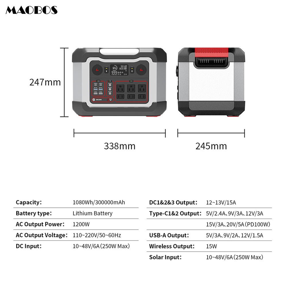 Portable Power Station 1200W 250000Mah 110V 220V Lifepo4 Battery Pack DC AC USB For Home Outdoor Camping Car Jump