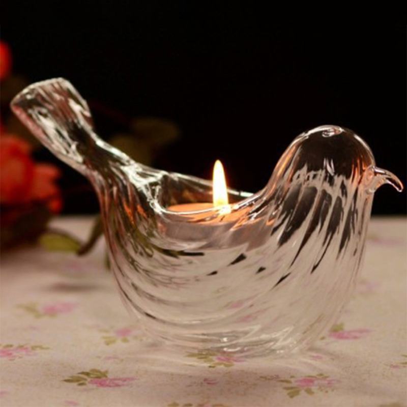 glass bird tealight candle holders