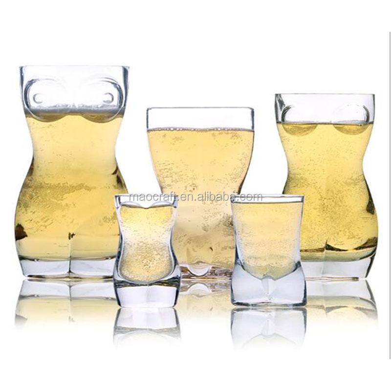 Most Popular Creative Transparent Hand made lead free crystal  body shape short naked wine glasses